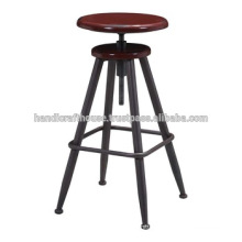 Industrial Antique Wooden Top and metal base Bar Stool